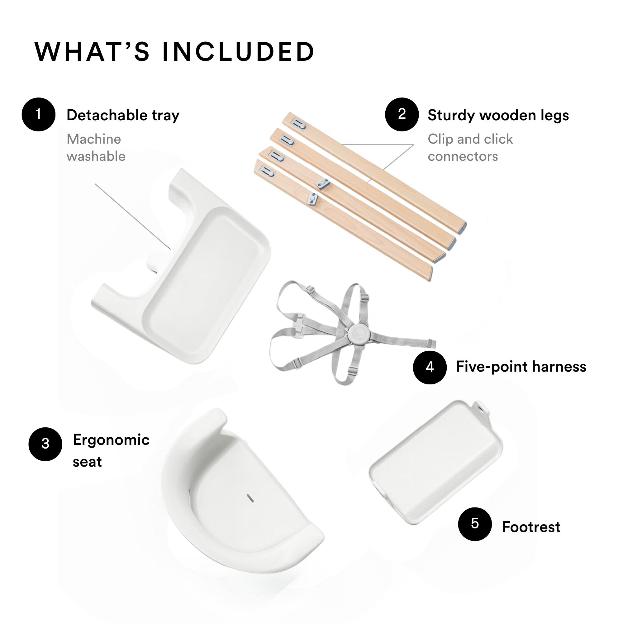 كرسي كليك المرتفع للأطفال باللون الأبيض