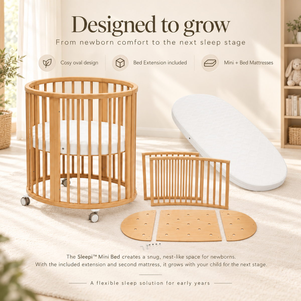 Stokke® Sleepi™ Mini Bed x Nanit Pro Baby Monitor Bundle – 6 Pcs