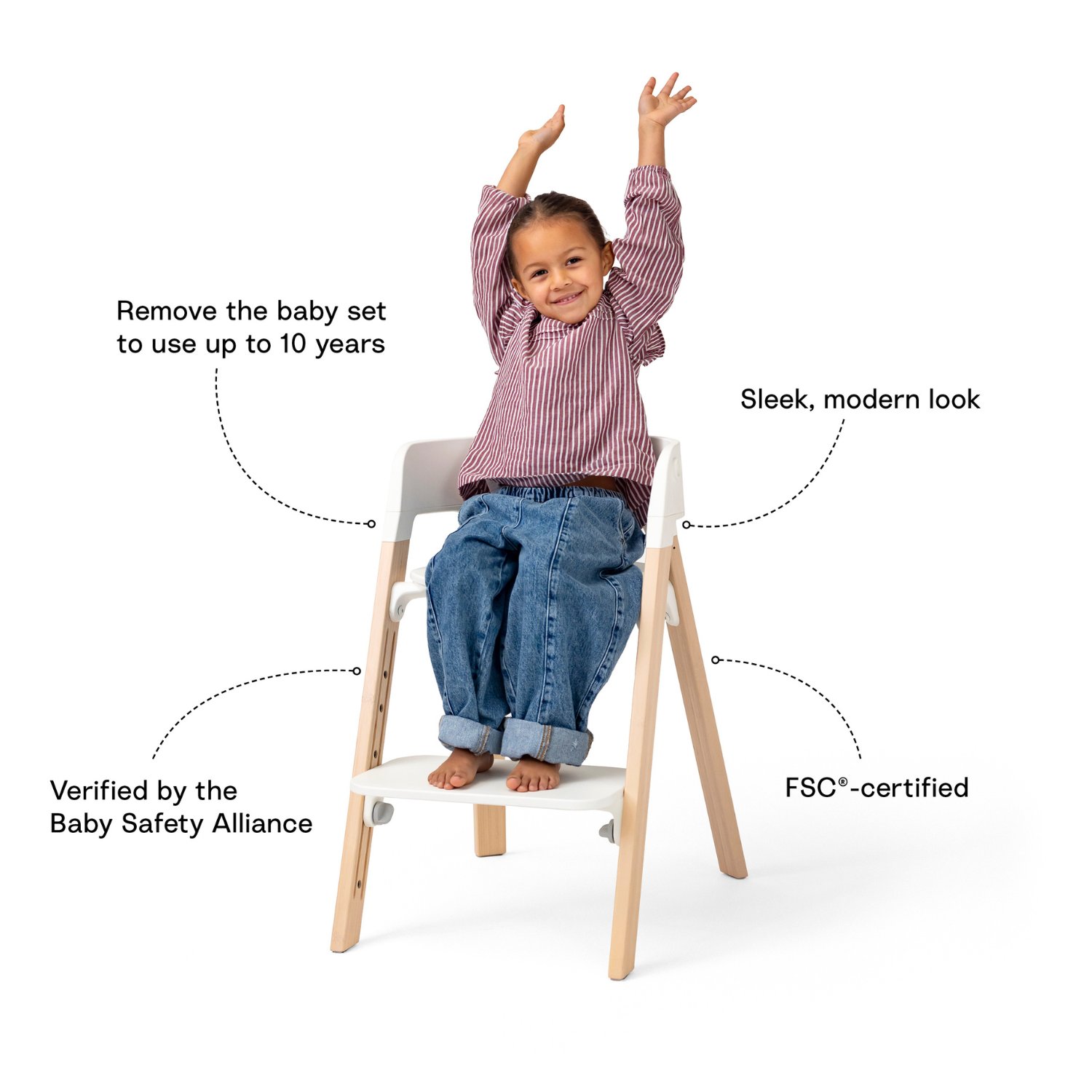 Steps High Chair - White