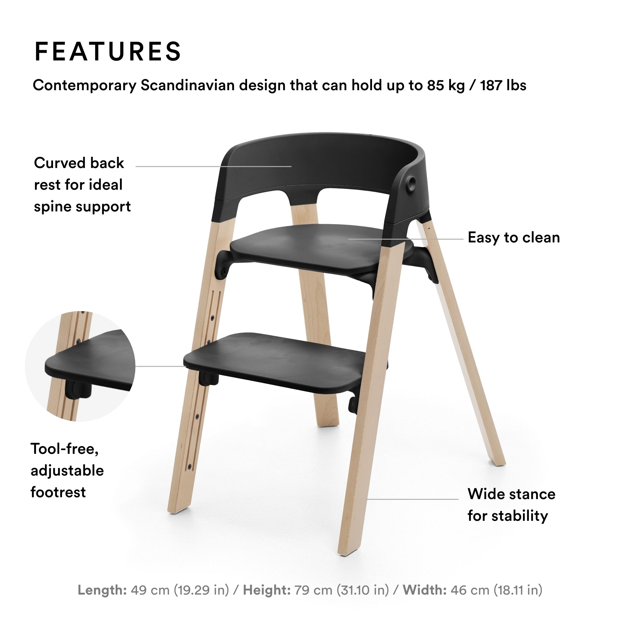 Steps High Chair - Black