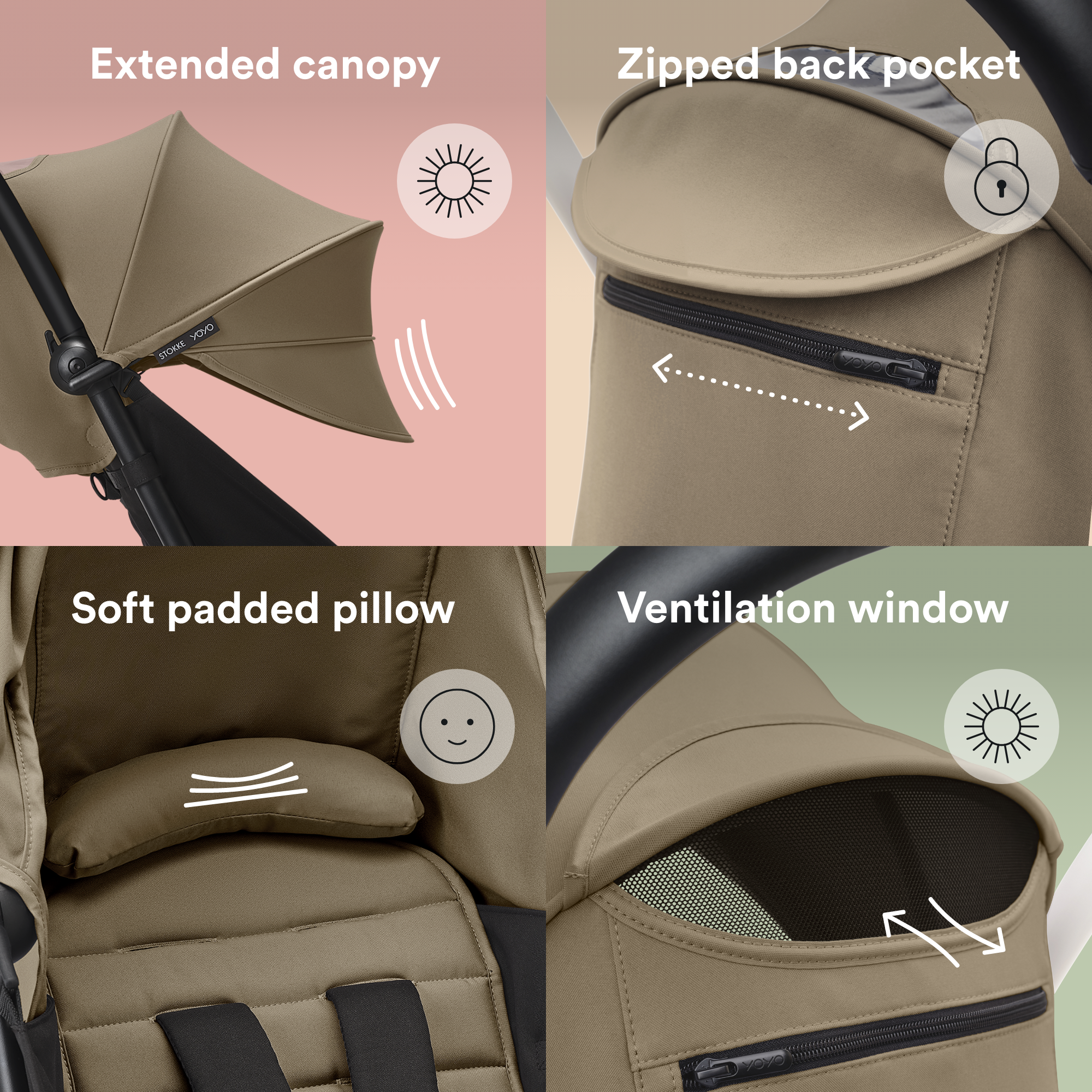 مقعد عربة ستوكي يويو للأطفال من عمر 6 أشهر بلون التوفي