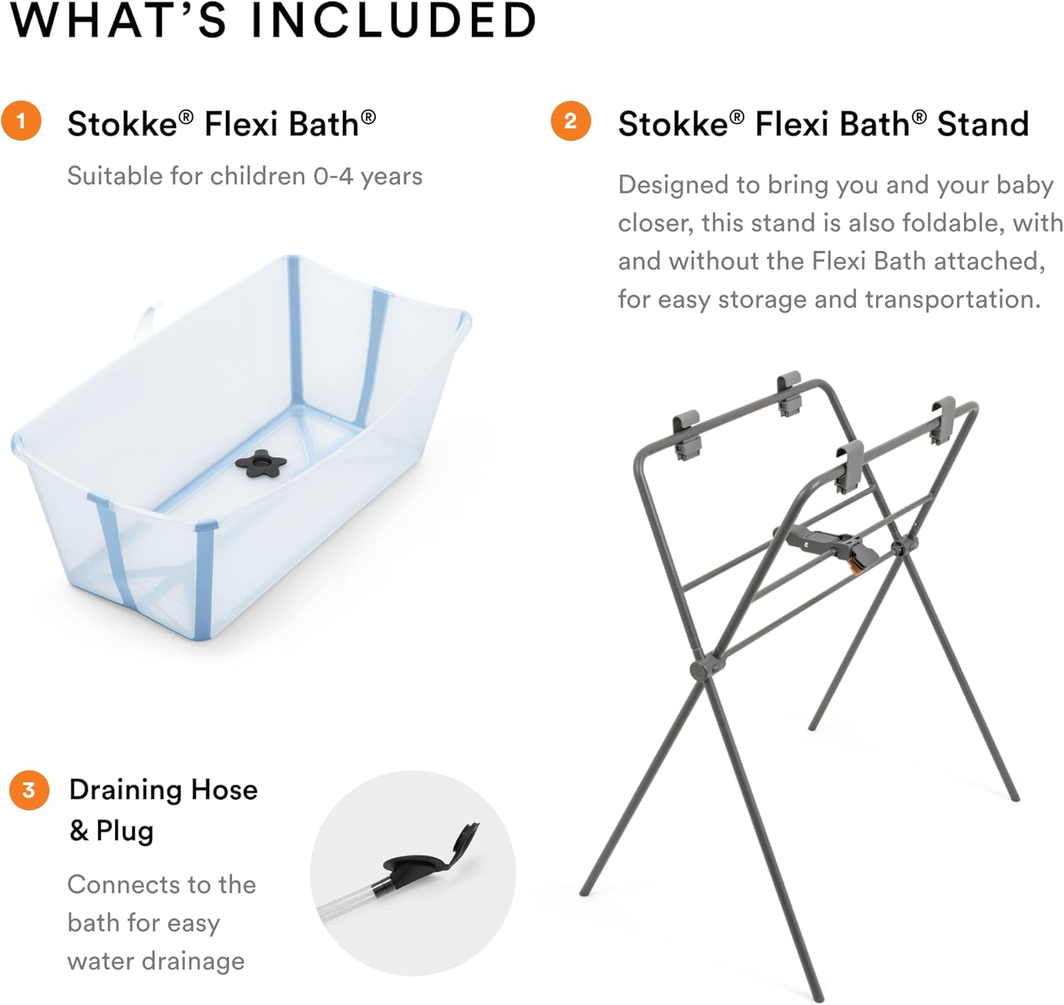 Stokke Flexi Bath Ocean Blue + Flexi Bath Stand Bundle Grey