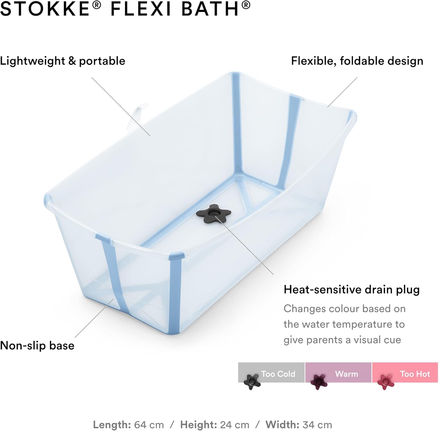 Stokke Flexi Bath Ocean Blue + Flexi Bath Stand Bundle Grey