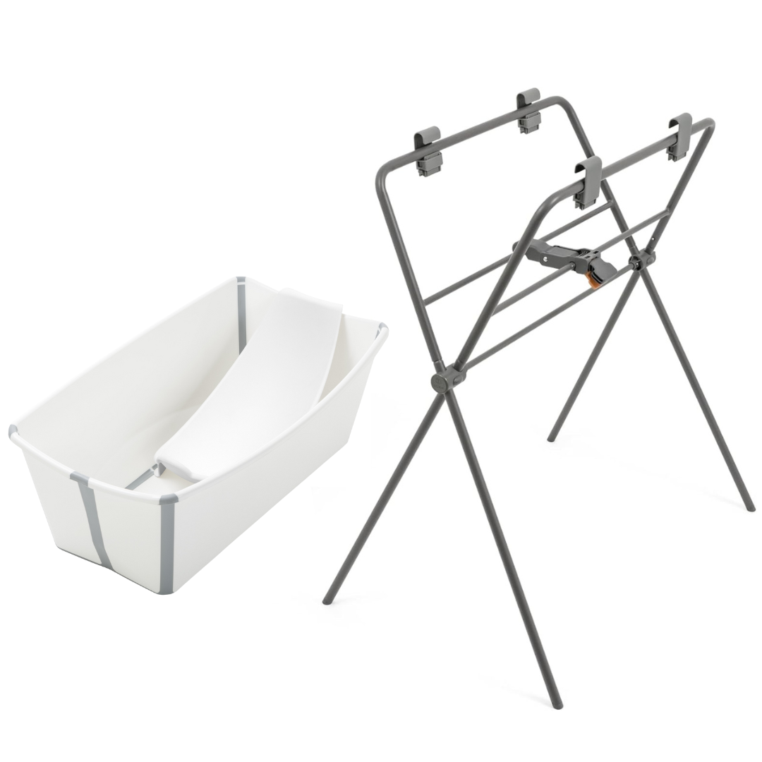 Stokke Flexi Bath White + Newborn Support & FlexiBath Bundle