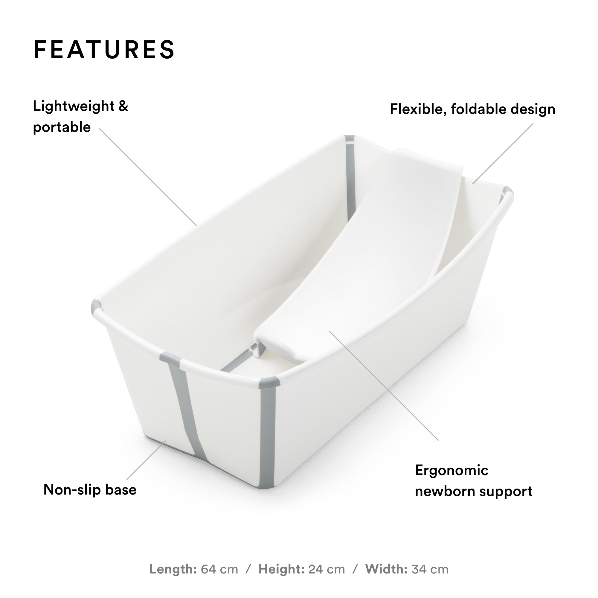 Stokke Flexi Bath White + Newborn Support & FlexiBath Bundle