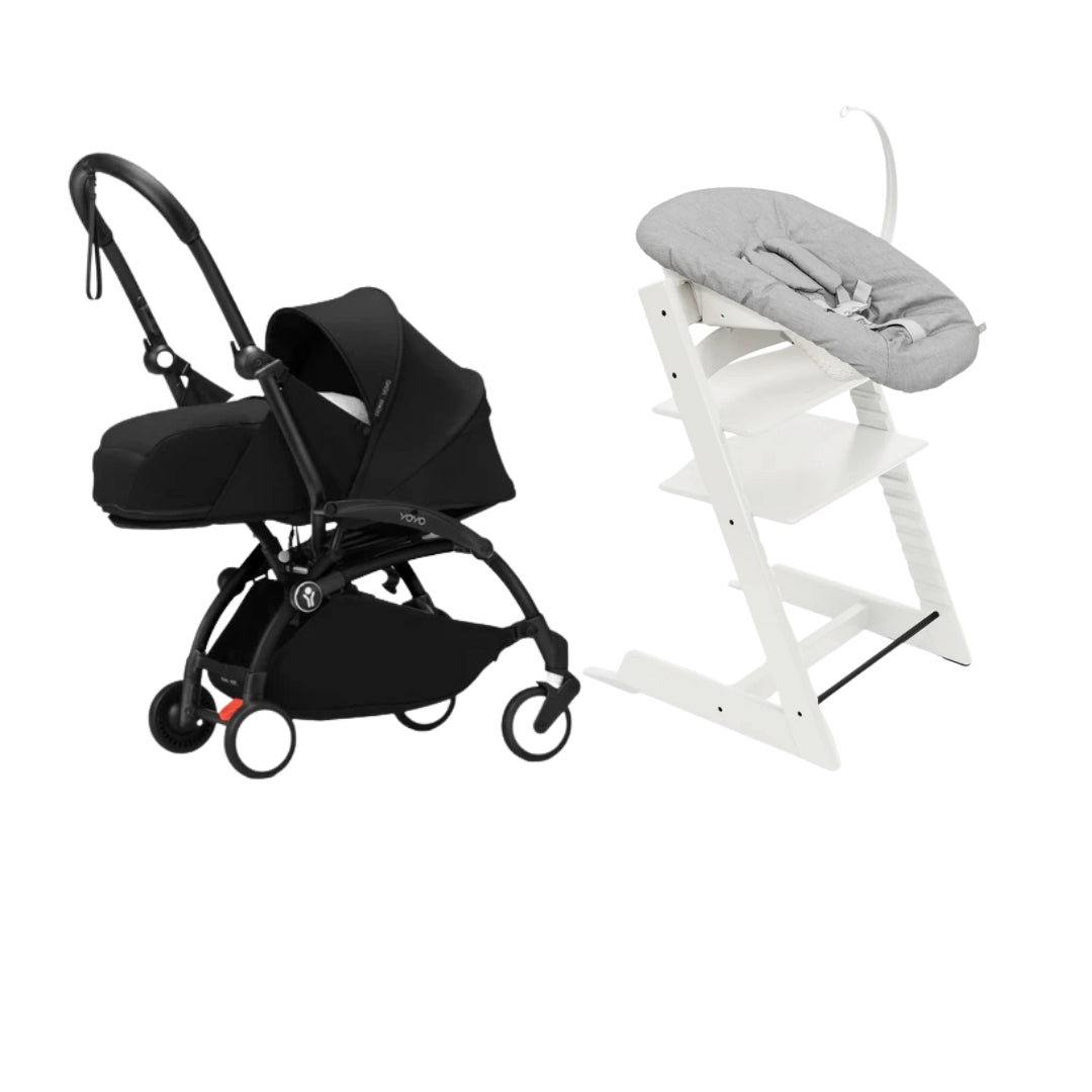 STOKKE YOYO³ NEWBORN STROLLER WITH TRIPP TRAPP WHITE SET