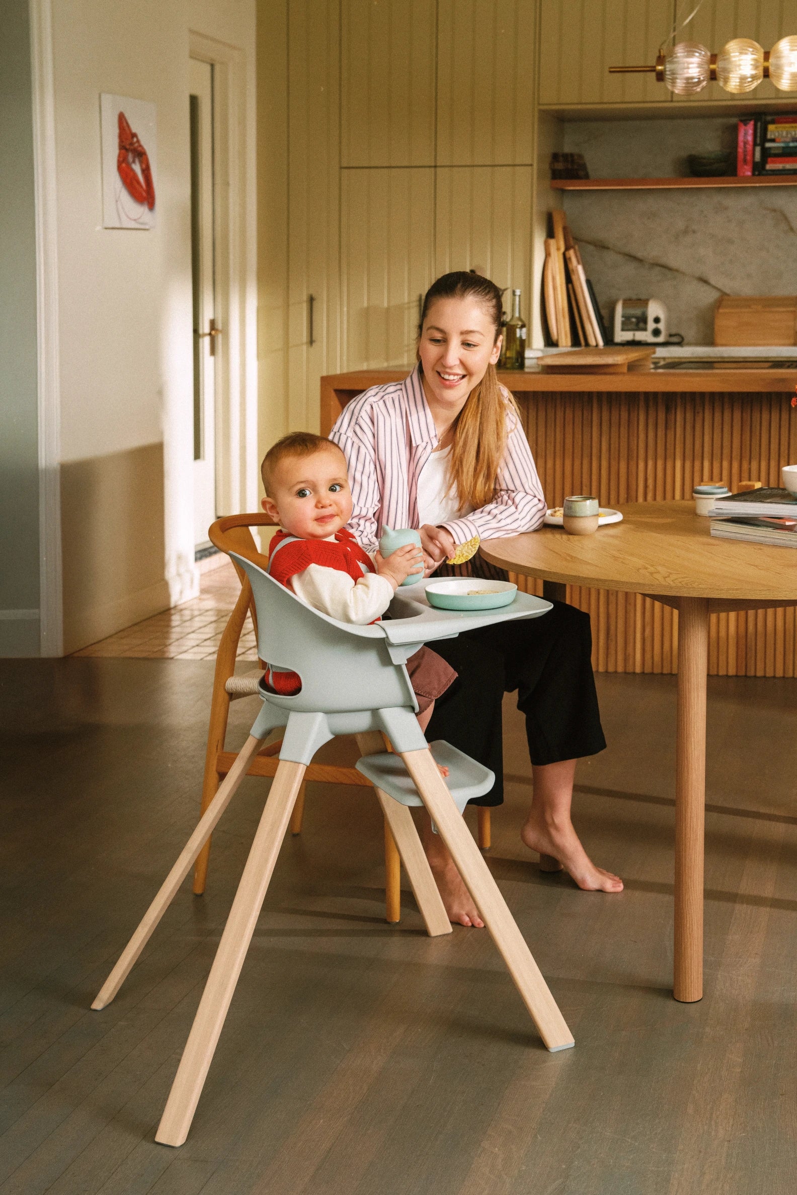 Clikk High Chair Bamboo Legs - Cloud Grey