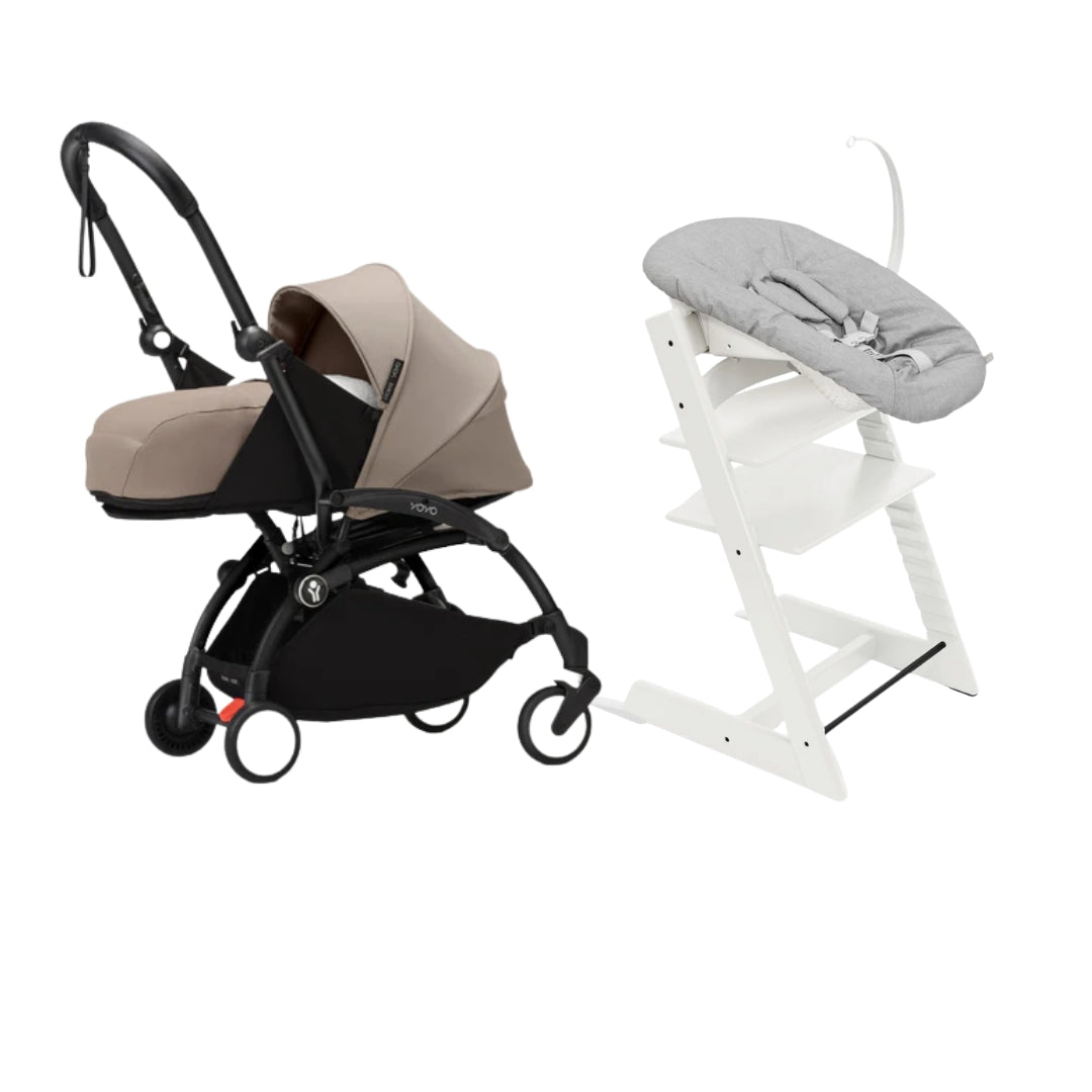 STOKKE YOYO³ NEWBORN STROLLER WITH TRIPP TRAPP WHITE SET