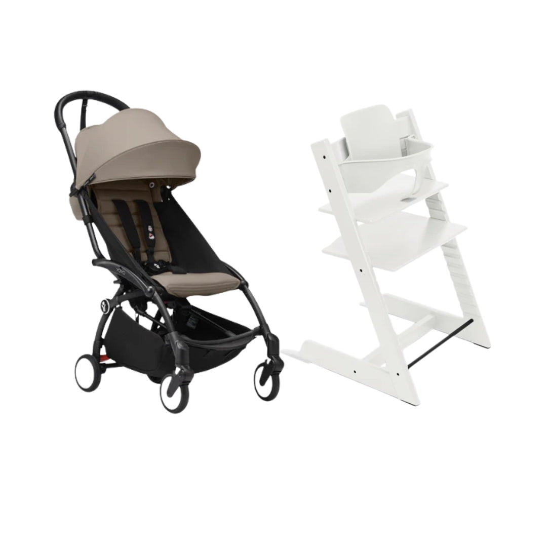 STOKKE YOYO³ TODDLER STROLLER WITH TRIPP TRAPP WHITE SET