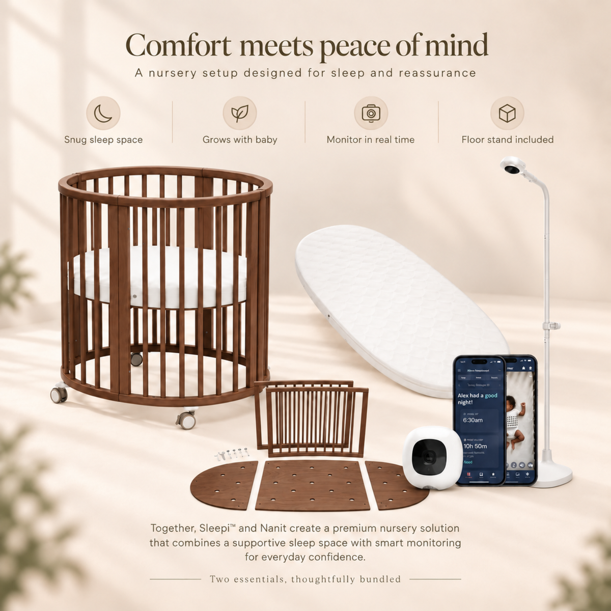 Stokke® Sleepi™ Mini Bed x Nanit Pro Baby Monitor Bundle – 6 Pcs