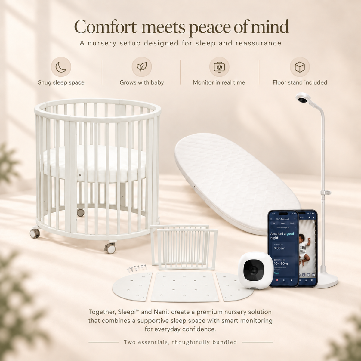 Stokke® Sleepi™ Mini Bed x Nanit Pro Baby Monitor Bundle – 6 Pcs
