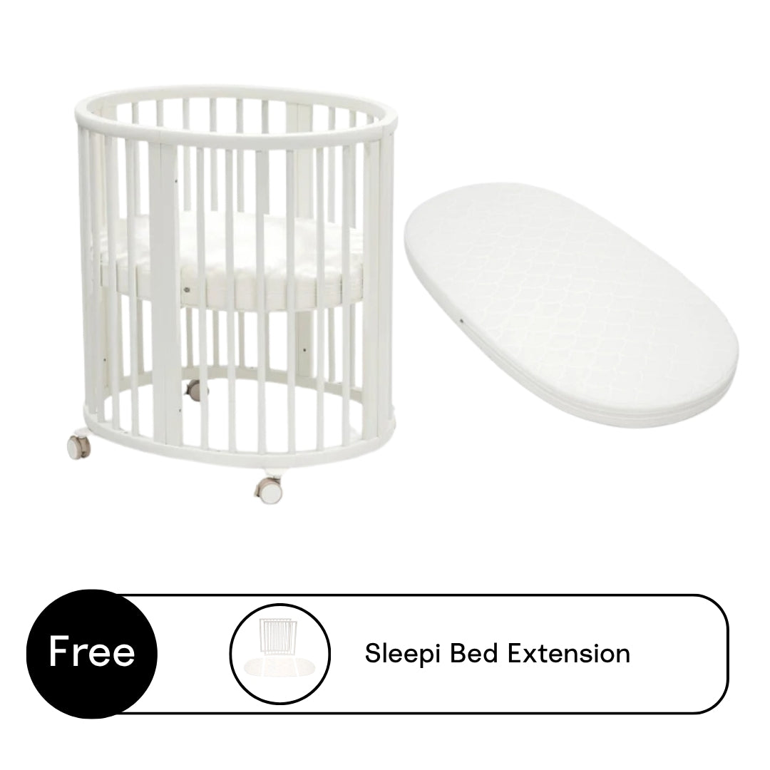 Stokke Sleepi Mini Bed Bundle - Sleepi Mini Bed with Sleepi Mini Mattress, Sleepi Mattress & Sleepi Bed Extension