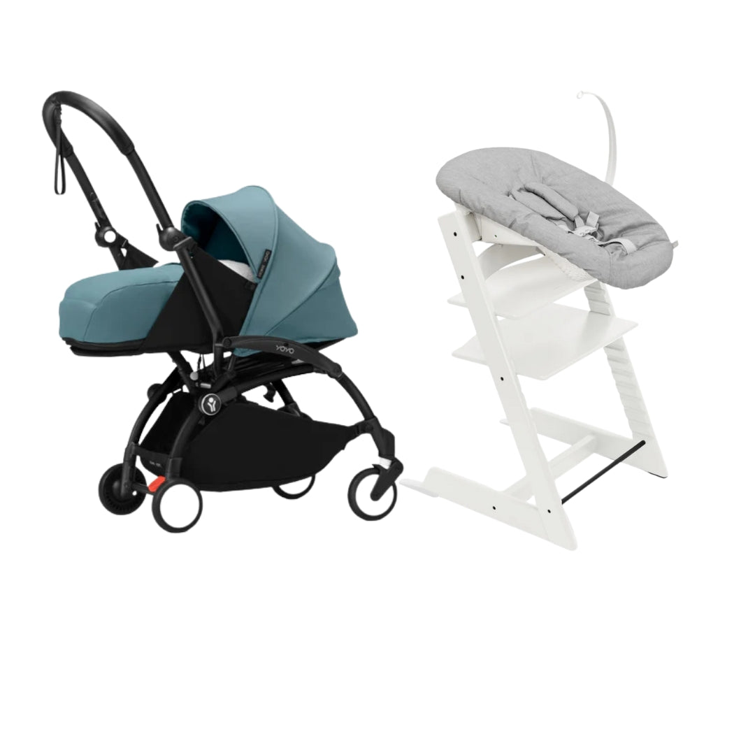 STOKKE YOYO³ NEWBORN STROLLER WITH TRIPP TRAPP WHITE SET