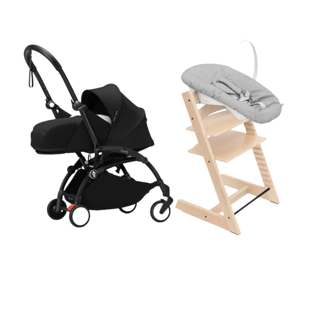 stokke 2019 YOYO³ Stroller with Tripp Trapp chair from Newborn - White Set