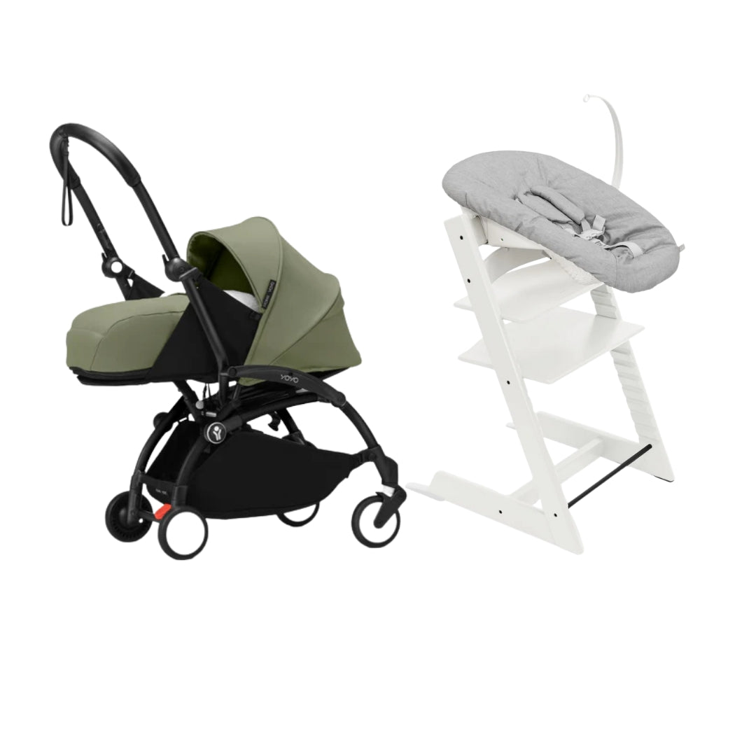 STOKKE YOYO³ NEWBORN STROLLER WITH TRIPP TRAPP WHITE SET