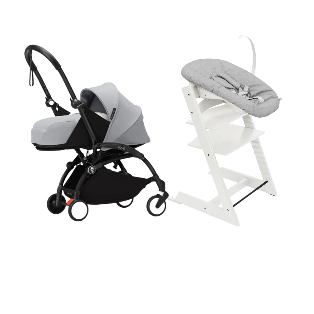 STOKKE YOYO³ NEWBORN STROLLER WITH TRIPP TRAPP WHITE SET